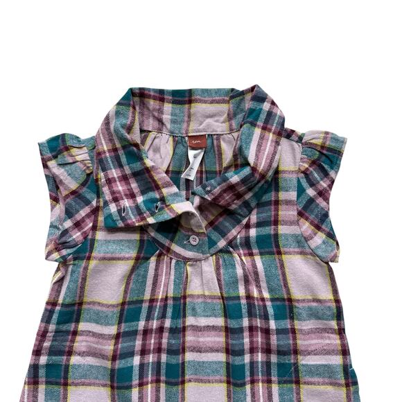 NWT Tea Collection Plaid Flannel Collared Dress Size 5 - Picture 2 of 5
